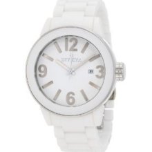 Invicta Unisex Casual Watch Ceramic White Dial & Bracelet Arabic Numerals Quartz