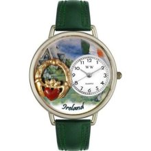 Ireland Hunter Green Leather And Silvertone Watch #U1420004 ...