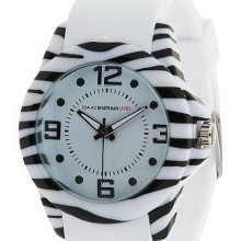 Isaac Mizrahi Live! Animal Print Rubber Strap Watch - White/Zebra - One Size