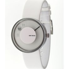 Issey Miyake Unisex Vue Yves Behar Stainless Watch - White Leather Strap - White Dial - ISSSILAV003