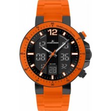 Jacques Lemans Milano Men's Quartz Watch With Multicolour Dial Analog - Digital Display And Orange Silicon Strap 1-1726H