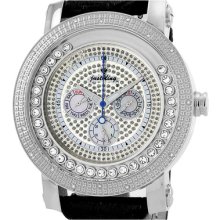 JBW Hendrix Multi-Function Leather Chronograph Diamond Watch Bezel Color: Stainless Steel