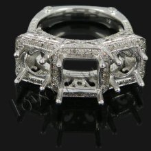 Jewelry Sets Vintage Three Stones 18Kt White Gold 0.85ct Diamond Setting Ring BAB0060