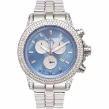 Joe Rodeo Diamond Watches Mens Master Pilot 7ct Blue Mother Of Pearl Dial Jmp03