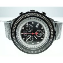 Joe Rodeo/jojo 2 Row White Diamonds Watch Black 1.75 Ct