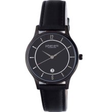 Johan Eric Watches Men's Hobro Black Dial Black Leather Black Leather