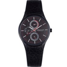 Johan Eric Watches Men's Streur Black Dial Black Leather Black Leather