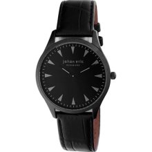 Johan Eric Watches Men's Helsingor Black Dial Black Leather Black Leat