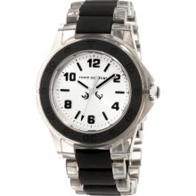 Juicy Couture Women's 1900870 Rich Girl Clear Plastic Bracelet With Black Silicone Inlay Watch