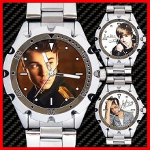 Justin Bieber Stainless Steel Rotating Bezel Wrist Watch