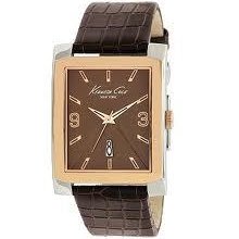 Kenneth Cole Kc1783 Men's Straps Rectangular Watch In Brown