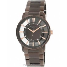 Kenneth Cole Mens Watch Espresso Transparent Dial Brown KC9047