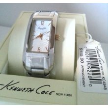 Kennethcole Kc4845 Women's Square St.steel White Dial Wr.30m Watch