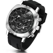 Kennett Challenger Black Carbon Fiber Chronograph Silicone Strap Watch