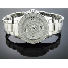 King Master 0.12CT Diamond Watch Silve Face Metal Band