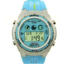 King Master D-Shock Baby Blue 0.12ct Diamond Men's Watch DS.3174BB