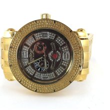 King Master Yellow Tone Iced Men's Watch