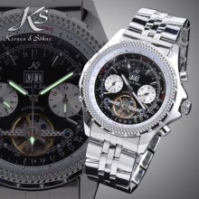 Ks Classic Automatic Mechanical Tourbillon Stainless Steel Men Watch Dailyetrade