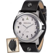 KUS-0077G Kahuna Mens Black Leather Cuff Watch