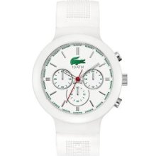 Lacoste Borneo Chronograph White Dial White And Green Silicone Mens Watch 201065