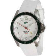 Lacoste 'Seattle' Aluminum Bezel Watch White/ Green