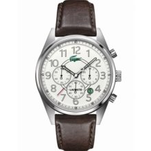 Lacoste Watches Men's Zaragoza White Dial Brown Leather Brown Leather