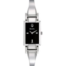 Ladies' Bulova Bangle Watch with Tonneau Black Dial (Model: 96L138)