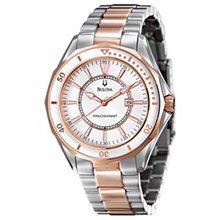 Ladies' Bulova Precisionist Two-Tone Stainless Steel Watch with White