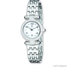 Ladies Charles Hubert Crystal Bezel White Dial Watch