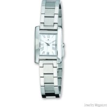 Ladies Charles Hubert Stnless Steel White Dial 20mm Rectangular Watch