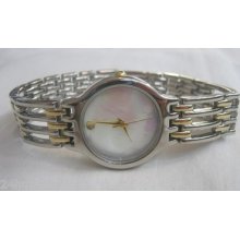 Ladies Exceptional Geneva Watch- Mop Like Dial, Silvertonetone Bezel