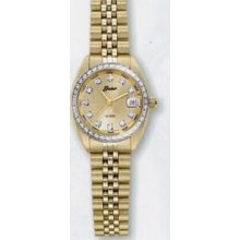 Ladies Quartzline Gold Diamond Sport Watch W/ Champagne Dial