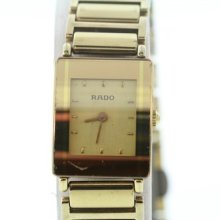 Ladies Rado Gold Tone Stainless Steel Rectangular Dial Watch