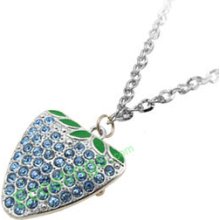 Ladies Sapphire Strawberry Pendant Necklace Watch