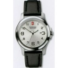 Large Silver Dial Garrison Elegance Watch With Black Leather Strap