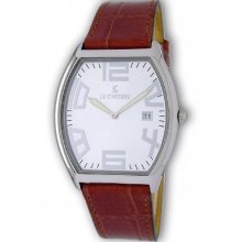 Le Chateau 2671M Wht Men'S 2671M Wht Date And Arabic Numerals With Leather Band Watch