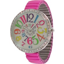 Limited Edition Ladies Hot Pink Stretchy Watch with Colorful Numbers