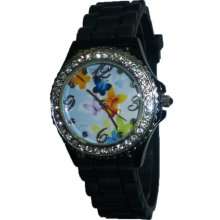 Limited Edition Ladies Multi Colored Butterfly Silicon Watch with Black Band