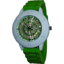 Limited Edition Lime Green & White Full Crystal Silicon Watch