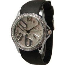 Limited Edition Silver Metallic Face Debossed Number & Smooth Black Silicon Band - Black - Sterling Silver - 3