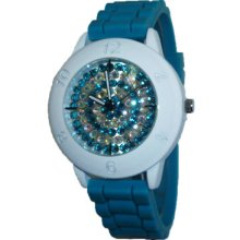 Limited Edition Teal & White Full Crystal Silicon Watch