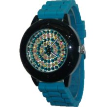 Limited Edition Teal & Black Full Crystal Silicon Watch