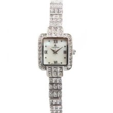 Louis Arden La6593 Ladies Silver Tone Round Rhinestone Watch