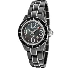 Lucien Piccard 27107bk Women's Celano Automatic Diamond (0.45 Ctw) Black Ceramic