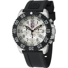 Luminox Men's 'Colormark' Silver Dial Rubber Strap Chronograph Watch