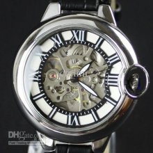 Luxury Men Silver Pierced Automatic Mechnical Watch Freeship