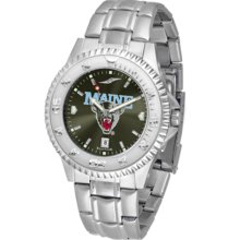 Maine Black Bears Competitor AnoChrome Men's Watch with Steel Band