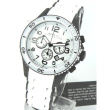 Marc Jacobs Ladies Chrono White Silicone Black Steel Mbm2574 Price Reduced