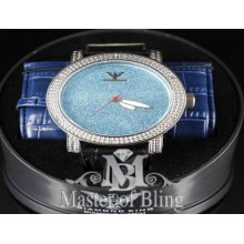 Master Of Bling Aqua Blue Real Diamond Watch Icy Wrist Watch Jojo / Kc / Techno