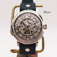 Mechanical watch Vintage smoked sliver or sliver type Handmade Handcraft watch (space) Leather and smoked sliver material Steampunk